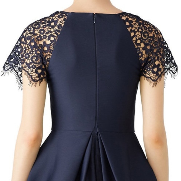 New ML Monique Lhuillier  Navy Lace Sleeve gown - Picture 5 of 8